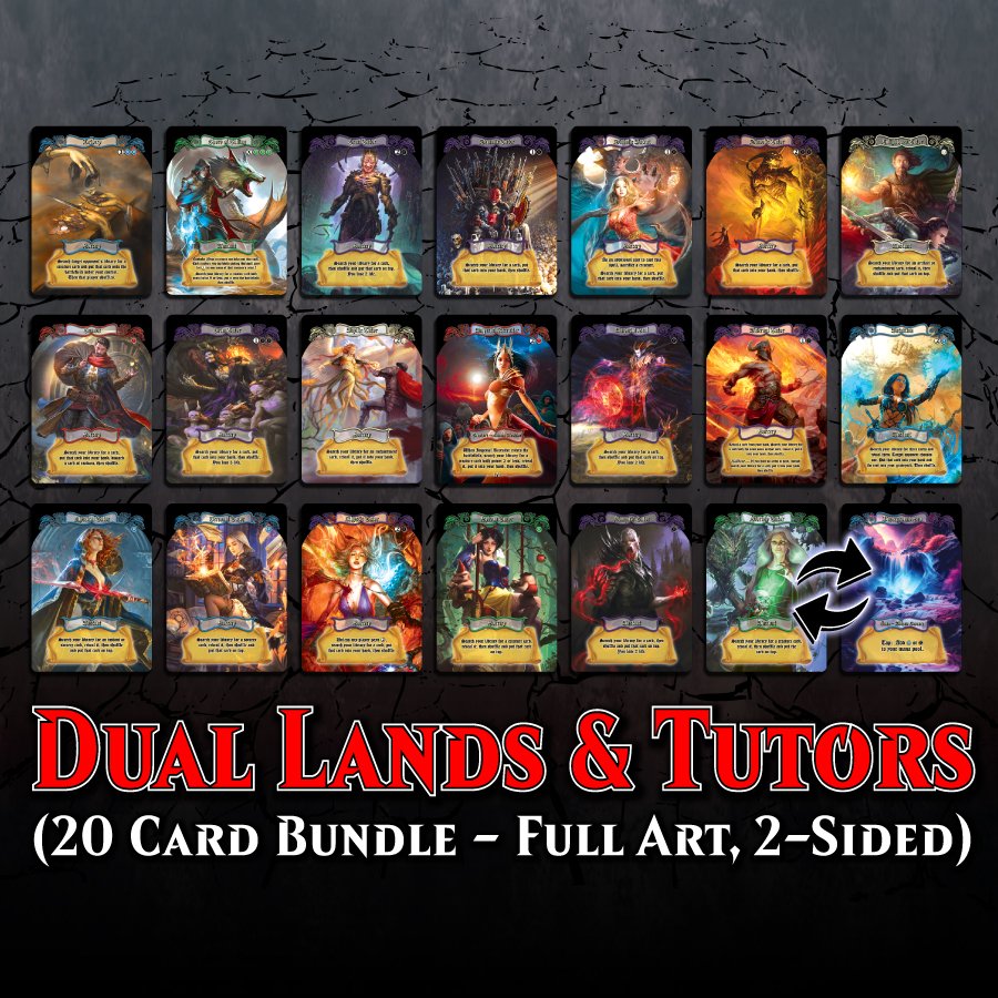 DUAL LANDS (2 variations) & TUTORS - Set of 20 Double Sided Cards